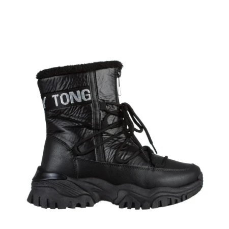 Valera fekete női csizma, műbőrből készült