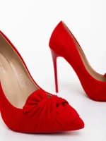 Zelia piros női magassarkú cipő textil anyagból