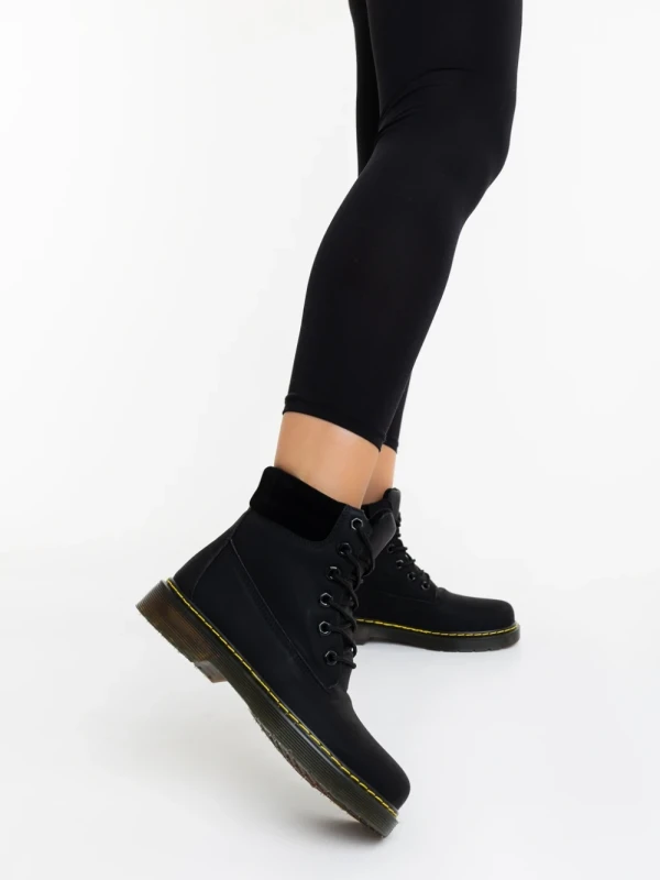 Olena fekete női bakancs ökológiai bőrből és textil anygaból