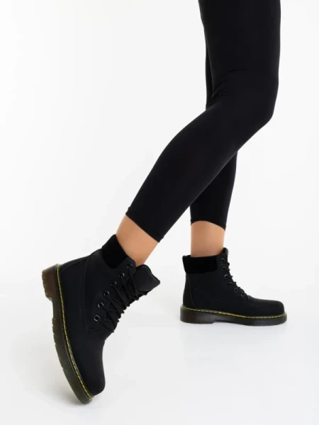 Olena fekete női bakancs ökológiai bőrből és textil anygaból