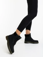 Olena fekete női bakancs ökológiai bőrből és textil anygaból