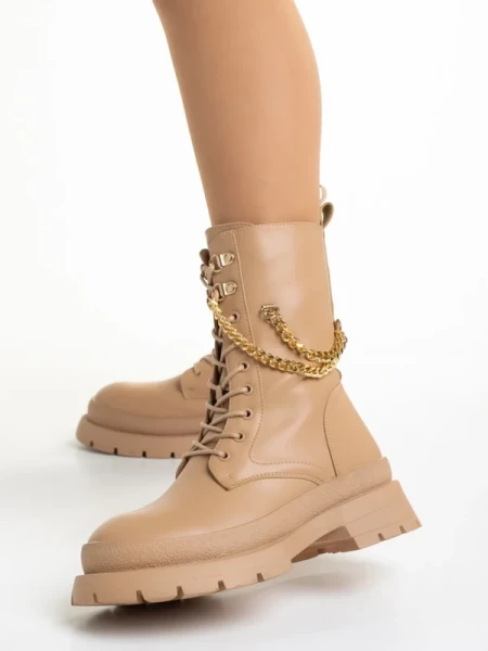 Damani bézs női bakancs, műbőrből készült