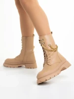 Damani bézs női bakancs, műbőrből készült