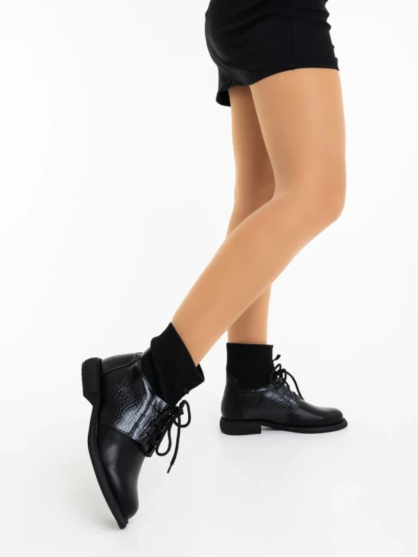 Majora fekete női bakancs ökológiai bőrből és textil anyagból