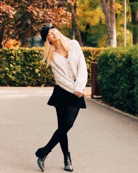 Kalanie fekete, női bokacsizma, ökológiai bőrből