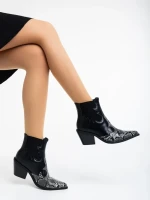 Kalanie fekete, női bokacsizma, ökológiai bőrből