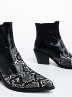 Kalanie fekete, női bokacsizma, ökológiai bőrből