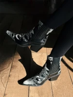 Mychal fekete, női bokacsizma, ökológiai bőrből