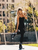 Sudie fekete, női bokacsizma, ökológiai bőrből