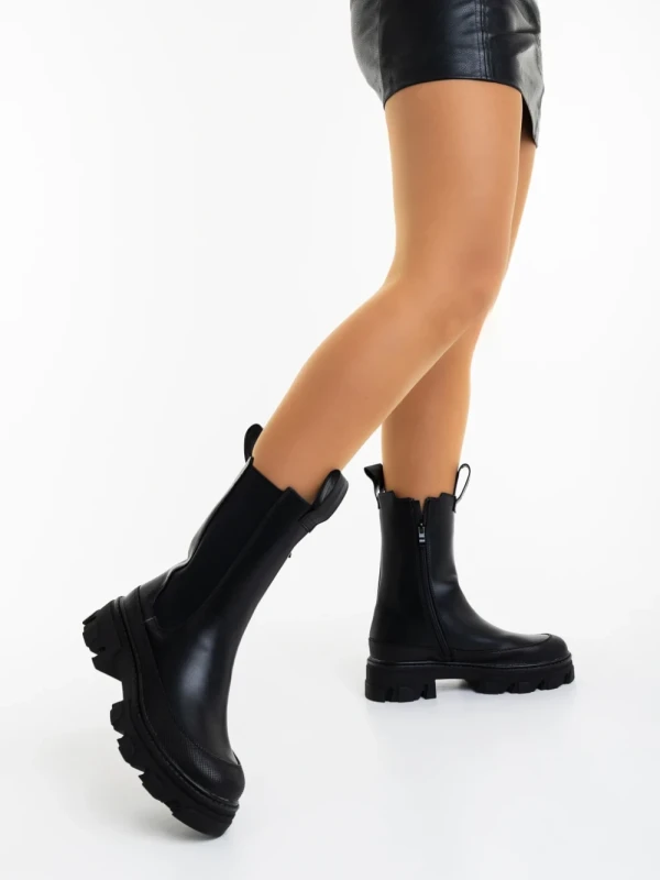 Vistari fekete női csizma ökológiai bőrből