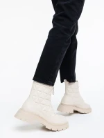 Katarina bézs, női bokacsizma, ökológiai bőrből