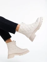 Katarina bézs, női bokacsizma, ökológiai bőrből