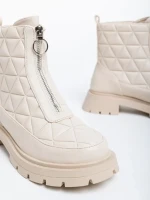 Katarina bézs, női bokacsizma, ökológiai bőrből