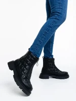 Katarina fekete, női bokacsizma, ökológiai bőrből