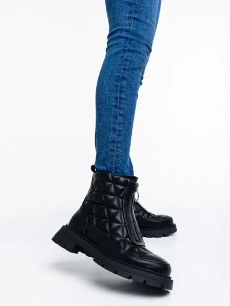 Katarina fekete, női bokacsizma, ökológiai bőrből