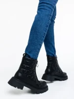 Katarina fekete, női bokacsizma, ökológiai bőrből