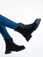 Katarina fekete, női bokacsizma, ökológiai bőrből