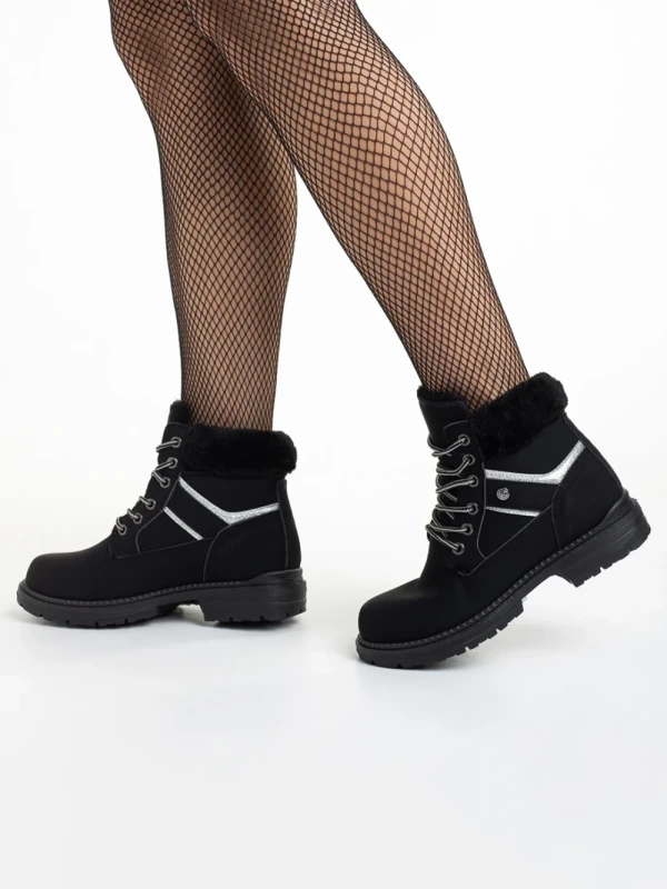 Rehana fekete női bakancs, műbőrből készült