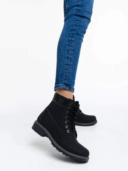 Smilla fekete , női bakancs, ökológiai bőrből