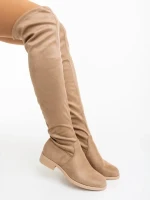 Verria bézs női csizma textil anyagból