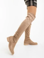 Verria bézs női csizma textil anyagból