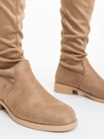 Verria bézs női csizma textil anyagból