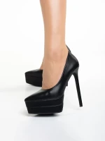 Malinda fekete női cipő sarokkal, műbőrből készült