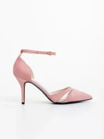 Armara rózsaszin női magassarkú cipő textil anyagból