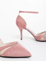 Armara rózsaszin női magassarkú cipő textil anyagból