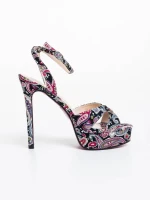 Teyona piros és fekete női  szandál textil anyagból