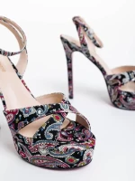 Teyona piros és fekete női  szandál textil anyagból