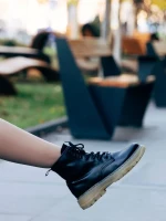 Fincera fekete női bakancs ökológiai bőrből