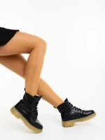 Fincera fekete női bakancs ökológiai bőrből