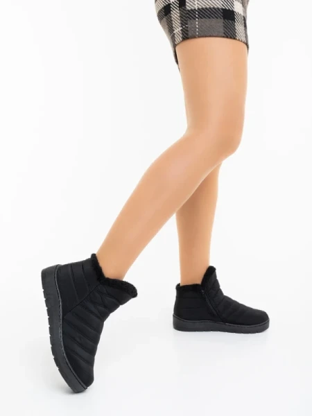 Atala fekete női bakancs textil anyagból