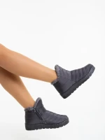 Atala szürke női bakancs textil anyagból