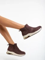 Lyuba barna, női bokacsizma, textil anyagból