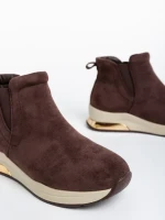 Lyuba barna, női bokacsizma, textil anyagból