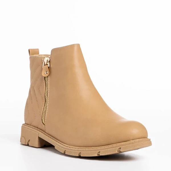 Gracelyn bézs női bokacsizma, műbőrből készült