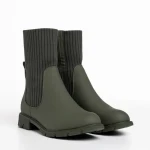 Camryn zöld női bokacsizma, műbőrből és textil anyagból készült