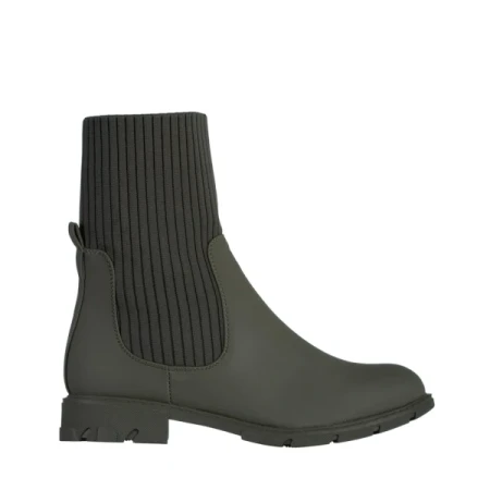 Camryn zöld női bokacsizma, műbőrből és textil anyagból készült