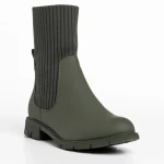 Camryn zöld női bokacsizma, műbőrből és textil anyagból készült