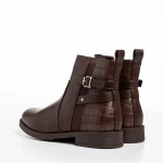 Anaya sötét barna női bokacsizma, műbőrből készült