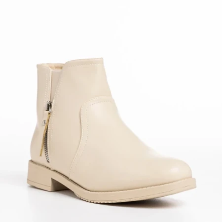 Falecia bézs női csizma, műbőrből készült