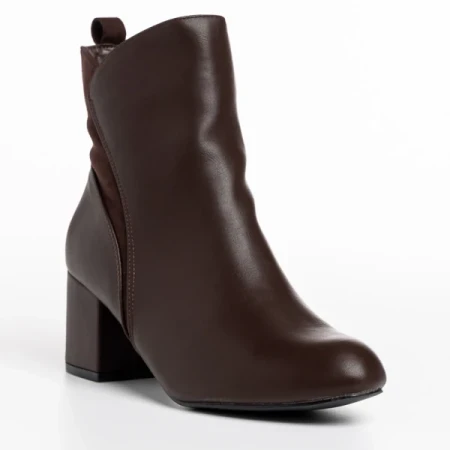 Arielle sötét barna női bokacsizma, műbőrből készült