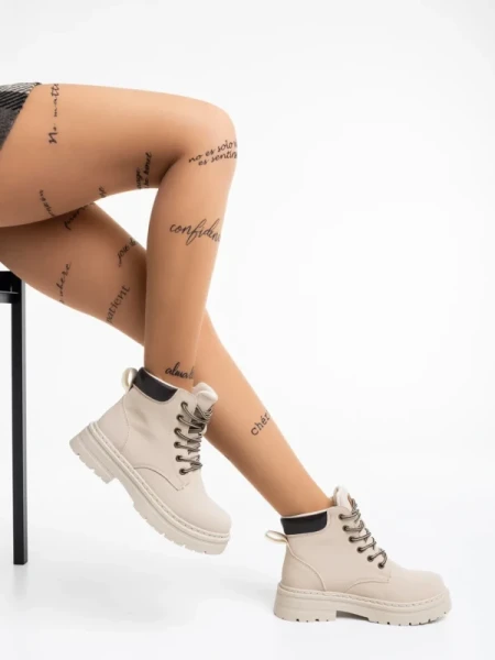 Kaylea bézs női bakancs ökológiai bőrből