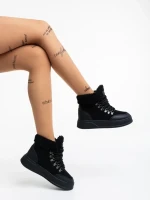 Clarabelle fekete női bakancs textil anyagból