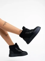 Clarabelle fekete női bakancs textil anyagból