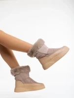 Janicia khaki női csizma ökológiai bőrből és textil anyagból