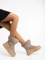 Janicia khaki női csizma ökológiai bőrből és textil anyagból