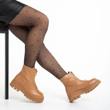 Celestina camel női bokacsizma, műbőrből készült